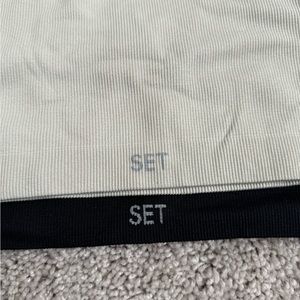 SET ACTIVE SCULPTFLEX ribbed ONE SHOULDER bra, SET OF 2, BLACK and CREAM, size M
